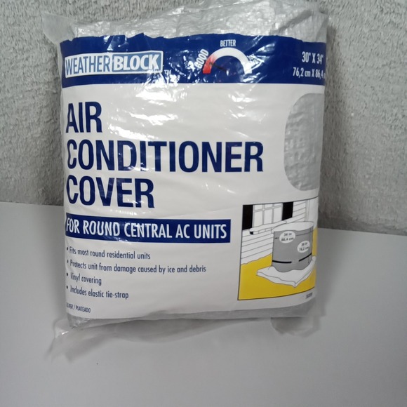Weather Block Other - Weather Block Round Central Air Conditioner Cover Silver Vinyl 30in x 34in 38209